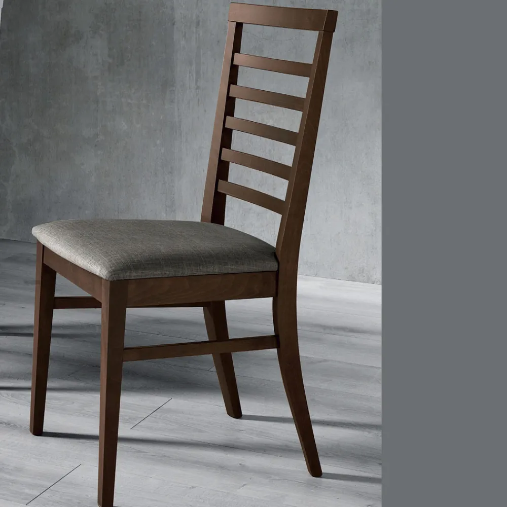 Viadurini Living Klassische Stühle-Küchenstuhl aus Holz und Sitz aus italienischem Designstoff - Jeanine