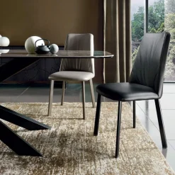 Viadurini Living Moderne Stühle-Küchenstuhl aus Kunstleder und Stahl, hergestellt in Italien, 4 Stück – Alexia