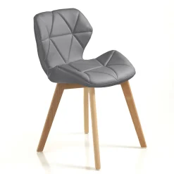 Viadurini Living Moderne Stühle-Küchenstuhl aus Kunstleder und Massivholz 2-teilig - Fiorenzuola