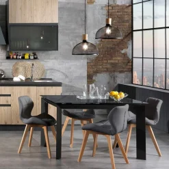 Viadurini Living Moderne Stühle-Küchenstuhl aus Kunstleder und Massivholz 2-teilig - Fiorenzuola