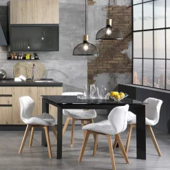 Viadurini Living Moderne Stühle-Küchenstuhl aus Kunstleder und Massivholz 2-teilig - Fiorenzuola