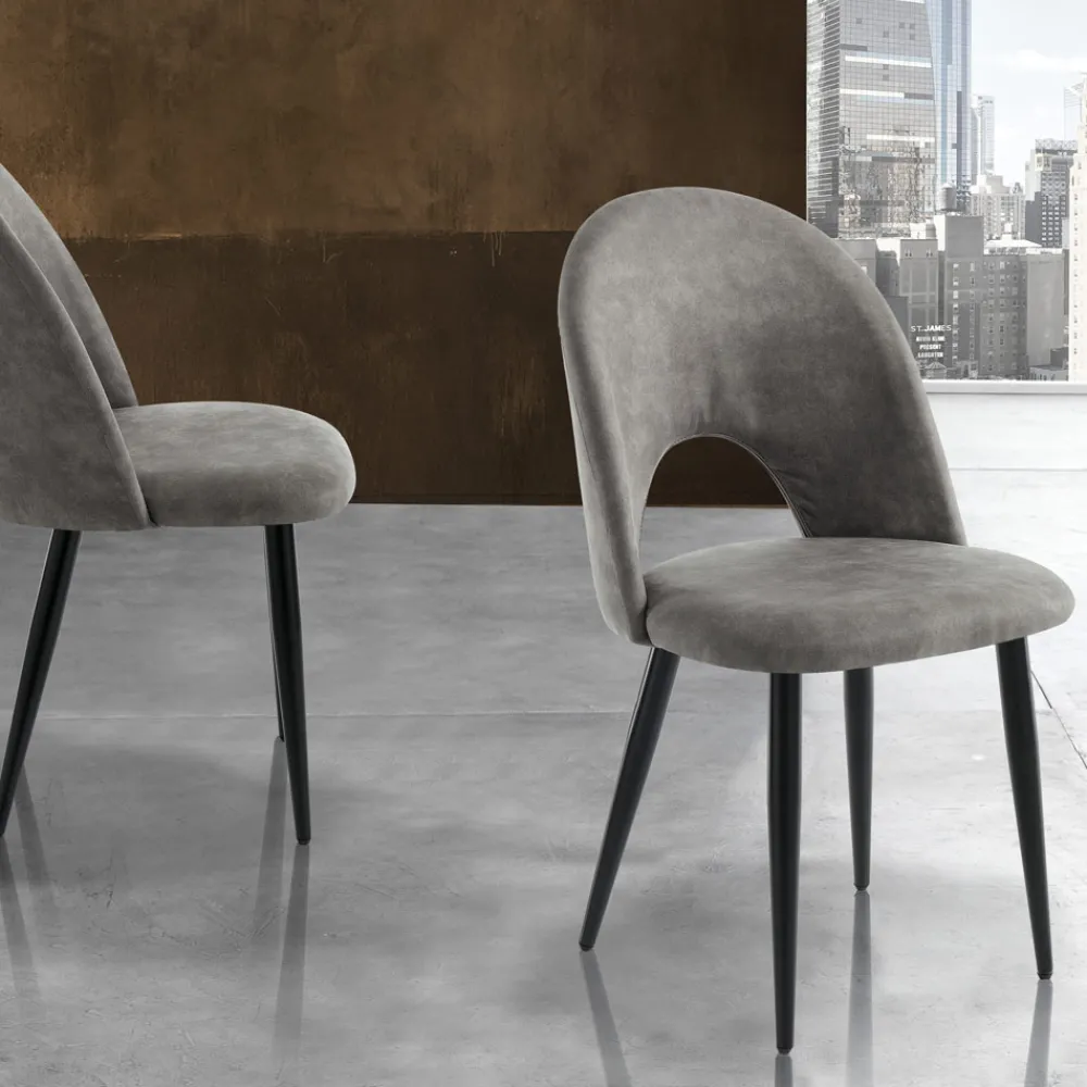 Viadurini Living Moderne Stühle-Küchenstuhl aus Kunstleder in gealterter Optik 4 Stück - Renetta