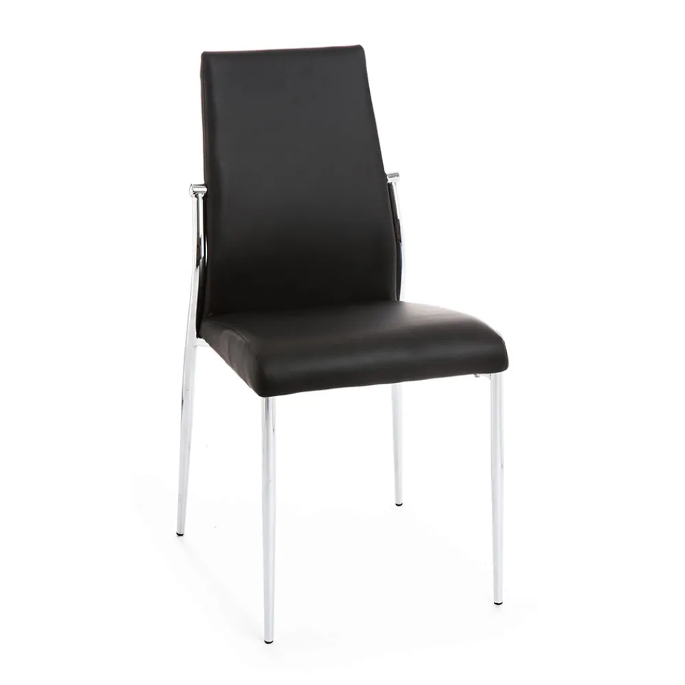 Viadurini Living Moderne Stühle-Küchenstuhl aus Kunstleder und verchromtem Metall 4-teilig - Foscari