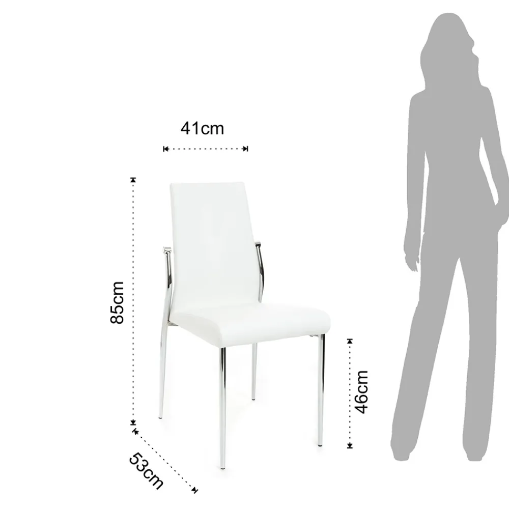 Viadurini Living Moderne Stühle-Küchenstuhl aus Kunstleder und verchromtem Metall 4-teilig - Foscari