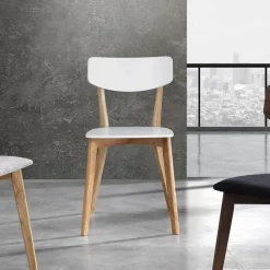 Viadurini Living Moderne Stühle-Küchenstuhl aus massivem Weiß und gebeiztem Eichenholz 2-teilig - Tonino