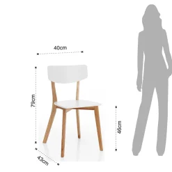 Viadurini Living Moderne Stühle-Küchenstuhl aus massivem Weiß und gebeiztem Eichenholz 2-teilig - Tonino