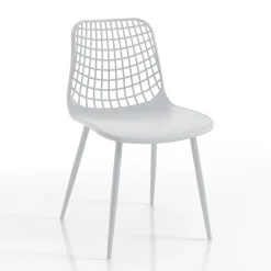 Viadurini Living Moderne Stühle-Küchenstuhl aus mattweißem Polypropylen und Stahl 4 Teile - Beyonce