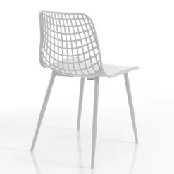 Viadurini Living Moderne Stühle-Küchenstuhl aus mattweißem Polypropylen und Stahl 4 Teile - Beyonce