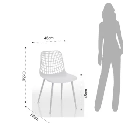 Viadurini Living Moderne Stühle-Küchenstuhl aus mattweißem Polypropylen und Stahl 4 Teile - Beyonce