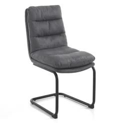 Viadurini Living Moderne Stühle-Küchenstuhl aus Mikrofaser mit Kufengestell aus Stahl 2 Stück - Fortaleza