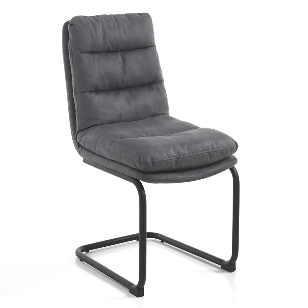 Viadurini Living Moderne Stühle-Küchenstuhl aus Mikrofaser mit Kufengestell aus Stahl 2 Stück - Fortaleza