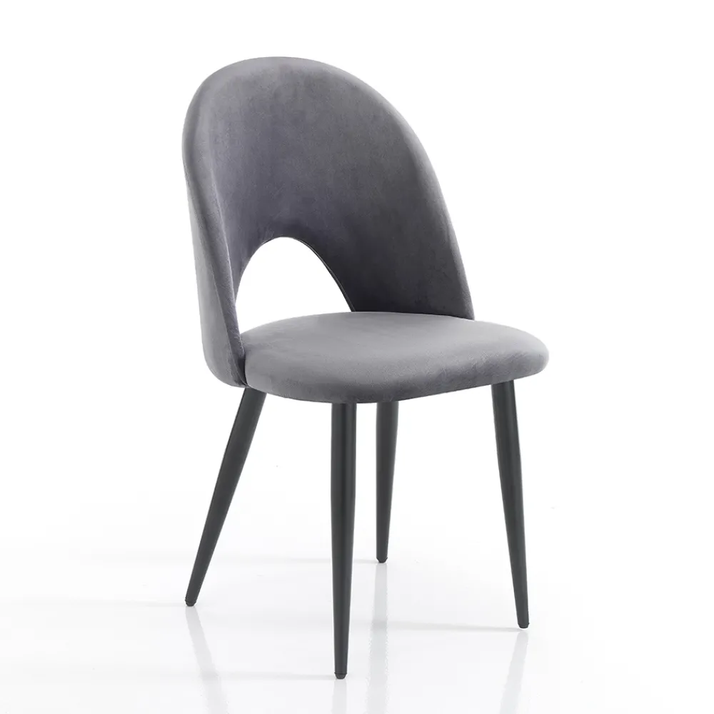 Viadurini Living Moderne Stühle-Küchenstuhl aus Samteffekt Stoff und Metall 4 Teile - Renetta