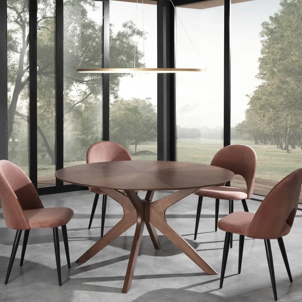 Viadurini Living Moderne Stühle-Küchenstuhl aus Samteffekt Stoff und Metall 4 Teile - Renetta