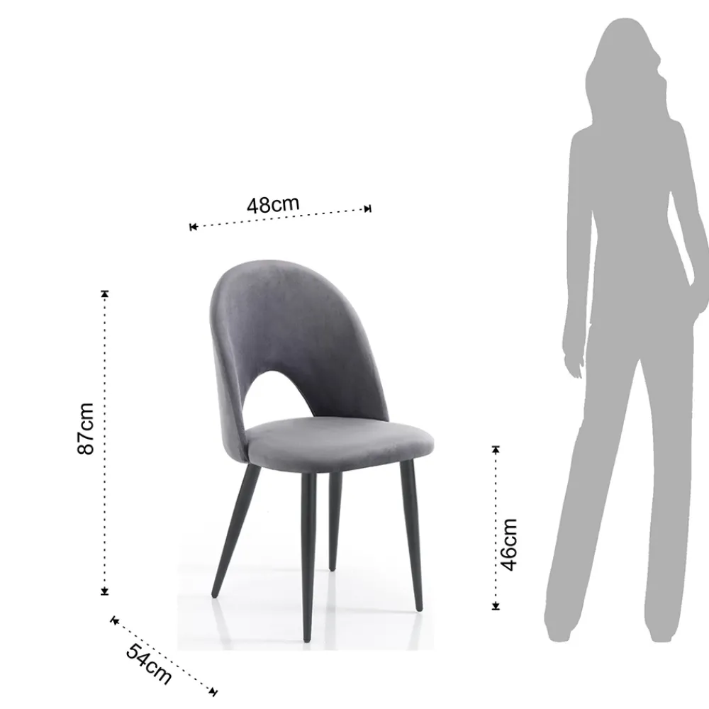 Viadurini Living Moderne Stühle-Küchenstuhl aus Samteffekt Stoff und Metall 4 Teile - Renetta