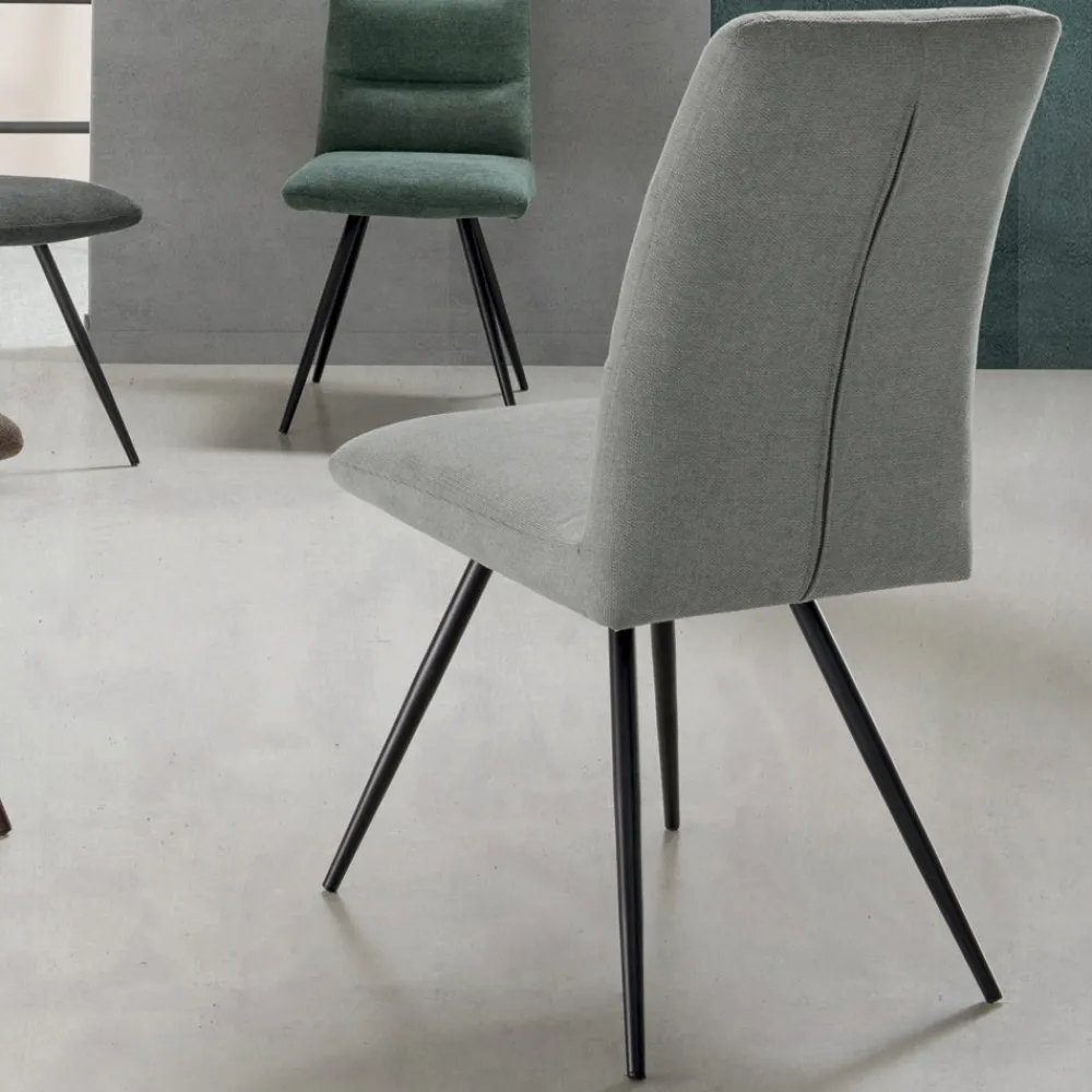 Viadurini Living Moderne Stühle-Küchenstuhl aus Stoff mit lackierter Metallstruktur 2 Stück - Rodrigo