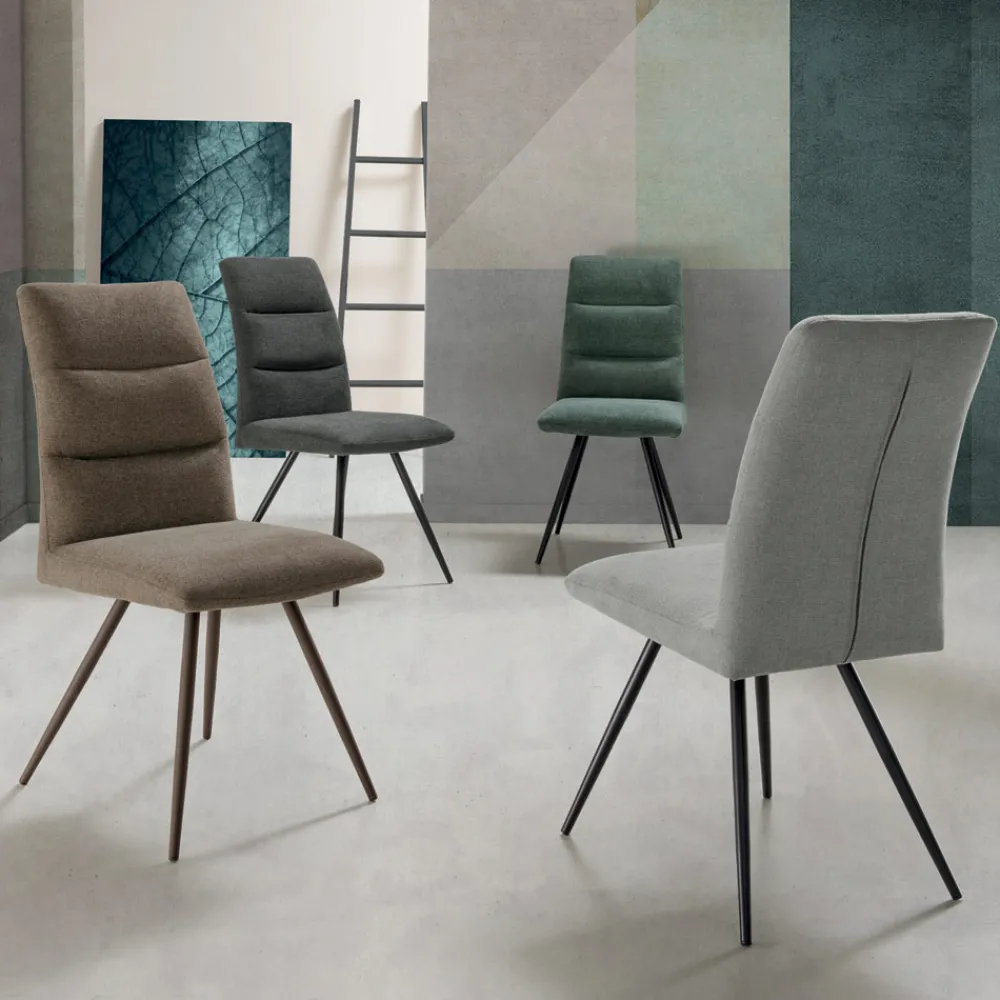 Viadurini Living Moderne Stühle-Küchenstuhl aus Stoff mit lackierter Metallstruktur 2 Stück - Rodrigo