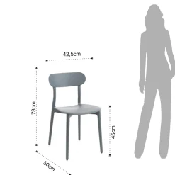 Viadurini Living Moderne Stühle-Küchenstuhl aus weißem oder mattgrauem Polypropylen 4 Stück - Milan