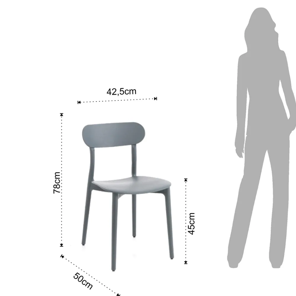 Viadurini Living Moderne Stühle-Küchenstuhl aus weißem oder mattgrauem Polypropylen 4 Stück - Milan