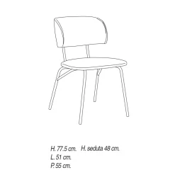 Viadurini Living Moderne Stühle-Küchenstuhl gepolstert mit Mikrofaser Made in Italy, 2 Stück - Rebecca