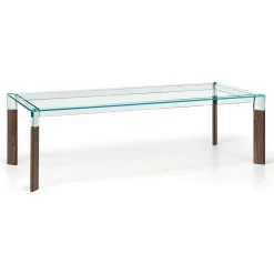 Viadurini Living Esstische Nach Mass|Esstische-Küchentisch aus extra klarem Glas mit Holzbeinen Made in Italy - Super