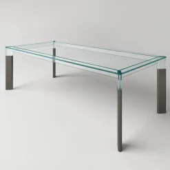 Viadurini Living Esstische Nach Mass|Esstische-Küchentisch aus extra klarem Glas mit Holzbeinen Made in Italy - Super