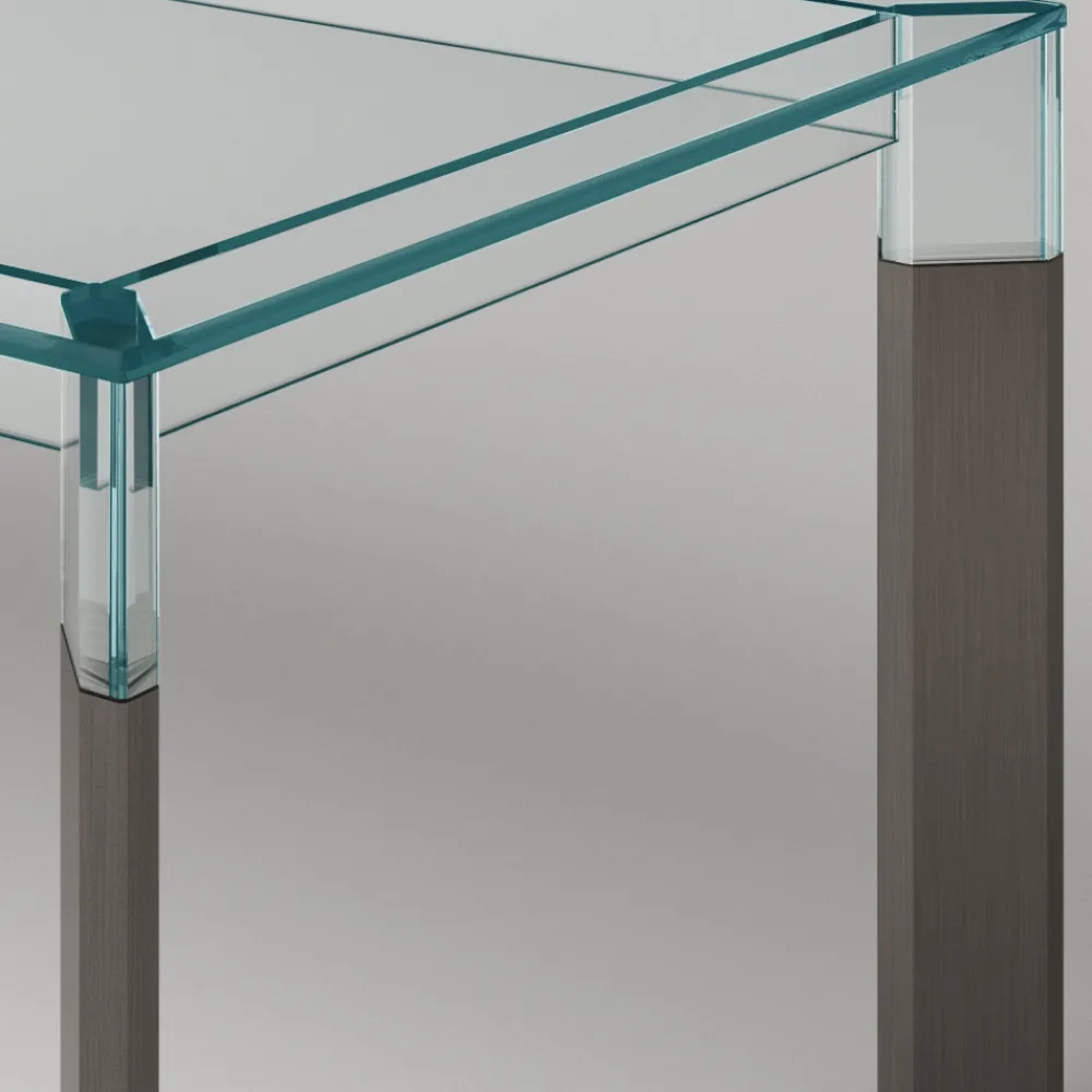 Viadurini Living Esstische Nach Mass|Esstische-Küchentisch aus extra klarem Glas mit Holzbeinen Made in Italy - Super