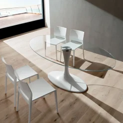 Viadurini Living Esstisch Oval|Esstische-Küchentisch aus gehärtetem Glas und Marmor Made in Italy, Luxus - Brontolo