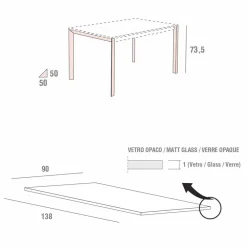 Viadurini Living Esstische-Küchentisch aus mattem Glas mit Metallstruktur Made in Italy - Brooch