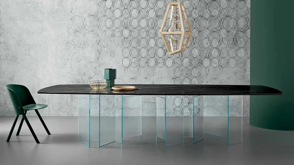 Viadurini Living Esstische Nach Mass|Esstische-Keramik-Esstisch und extraleichter Glassockel Made in Italy - Zufällig