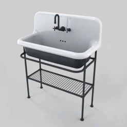 Viadurini Bathroom Vintage Waschbecken|Farbige Waschbecken-Keramikwaschbecken im Vintage-Stil mit Struktur und Metallgitter Taylor