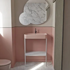 Viadurini Bathroom Keramikwaschbecken-Keramikwaschbecken mit bodenstehender Struktur und Ablage, hergestellt in Italien – Graffa