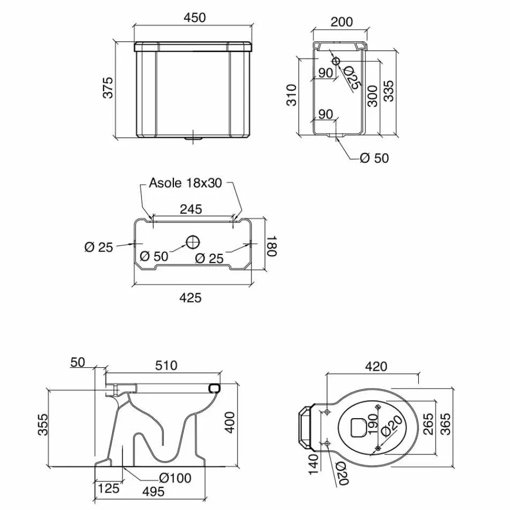 Viadurini Bathroom Wc-Keramische Bodenvase mit Kassette Made in Italy - Marwa