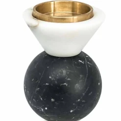 Viadurini Living Kerzenständer-Kerzenhalter aus Carrara-Marmor, Marquinia und Messing Hergestellt in Italien - Braxton