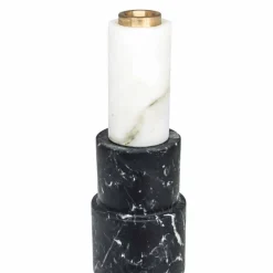 Viadurini Living Kerzenständer-Kerzenhalter aus Carrara-Marmor, Marquinia-Marmor und Messing Made in Italy - Blaze