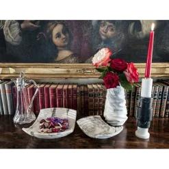 Viadurini Living Kerzenständer-Kerzenhalter aus Carrara-Marmor, Marquinia-Marmor und Messing Made in Italy - Blaze