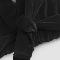 Viadurini Textile Italienische Mode-Kimono Robe in Schwarz Chenille mit Farnese Spitze, Luxus Made in Italy - Kyoto