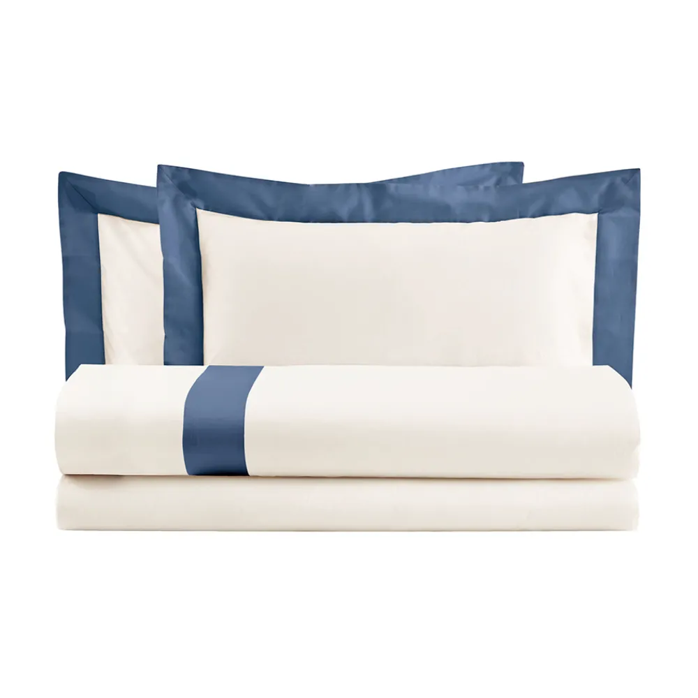 Viadurini Textile Bettbezüge-King Size-Bettbezug-Set aus 100 % Baumwolle und 10 % Baumwollsatin – Detail