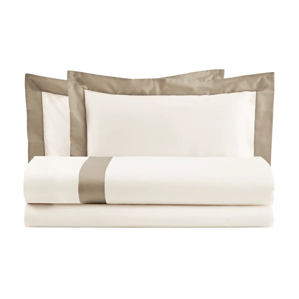 Viadurini Textile Bettbezüge-King Size-Bettbezug-Set aus 100 % Baumwolle und 10 % Baumwollsatin – Detail