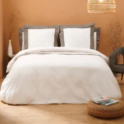 Viadurini Textile Bettbezüge-King Size-Bettbezug-Set aus 100 % Baumwolle und 10 % Baumwollsatin – Detail