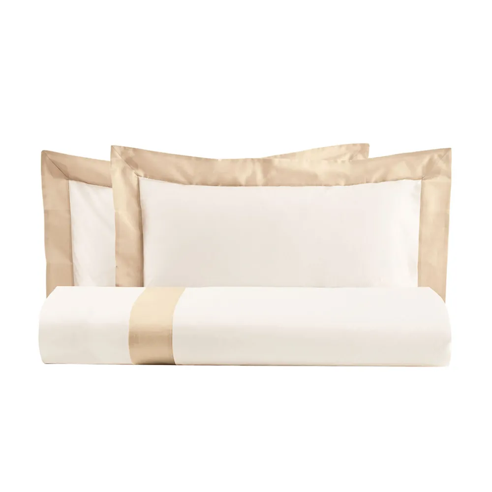 Viadurini Textile Bettbezüge-King Size-Bettbezug-Set aus 100 % Baumwolle und 10 % Baumwollsatin – Detail