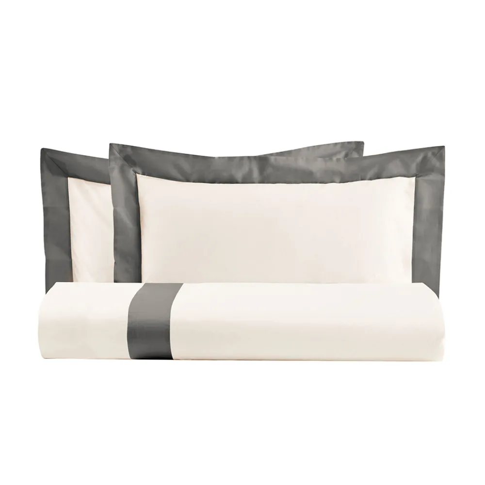 Viadurini Textile Bettbezüge-King Size-Bettbezug-Set aus 100 % Baumwolle und 10 % Baumwollsatin – Detail