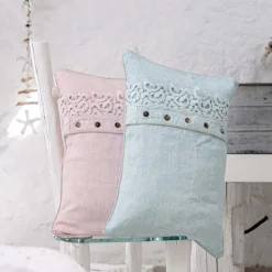 Viadurini Textile Kissenbezüge-Kissenbezug aus farbigem Leinen, Poema Lace und italienischen Luxuspaspeln - Stego