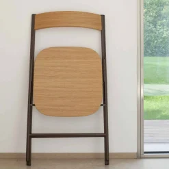 Viadurini Living Klassische Stühle-Klappbarer Metallstuhl und Sitz und Rückenlehne aus Eichenholz 2 Stück - Roberta