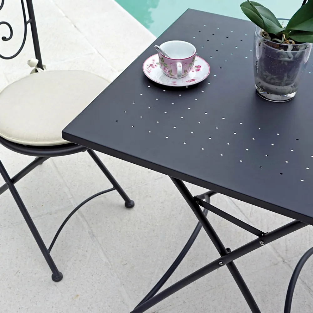 Viadurini in the Garden Garten Beistelltisch-Klappbarer quadratischer Garten-Couchtisch aus anthrazitgrauem Eisen - Zoubiba