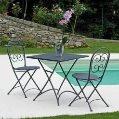 Viadurini in the Garden Garten Beistelltisch-Klappbarer quadratischer Garten-Couchtisch aus anthrazitgrauem Eisen - Zoubiba