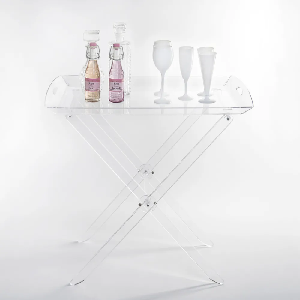 Viadurini Living Moderne Couchtische-Klapptisch mit transparentem Plexiglas-Tablett 2 Größen - Robbie