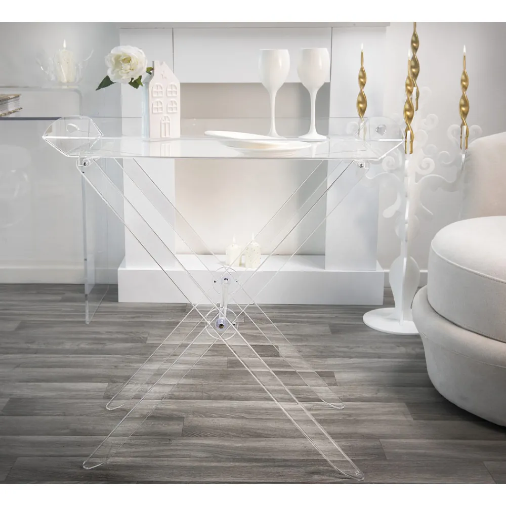 Viadurini Living Moderne Couchtische-Klapptisch mit transparentem Plexiglas-Tablett 2 Größen - Robbie
