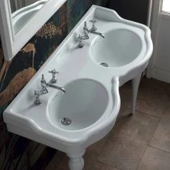 Viadurini Bathroom Keramikwaschbecken-Klassische Badezimmerkonsole mit Doppelwaschbecken made in Italy, Magda