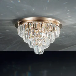 Viadurini Lighting Klassische Deckenleuchten-Klassische Deckenlampe aus goldfarbenem Metall und luxuriöse Kristallanhänger - Jerome