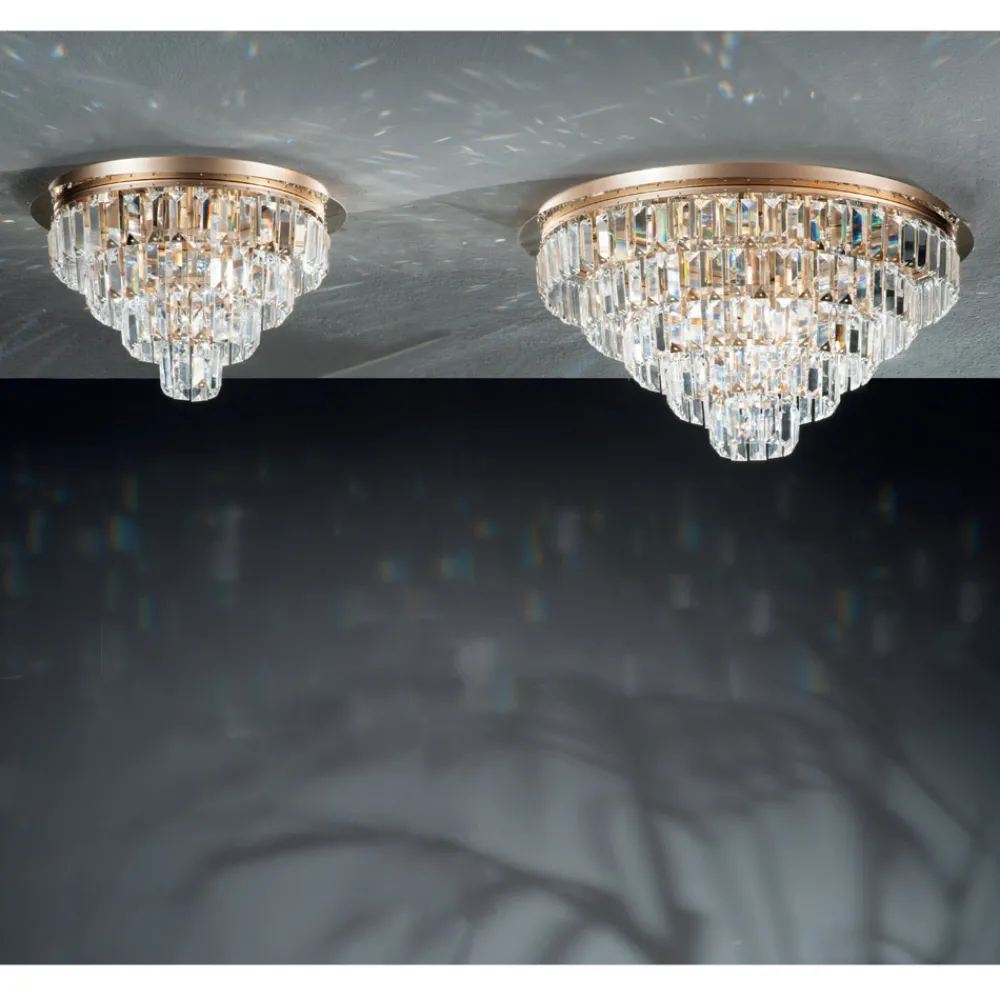 Viadurini Lighting Klassische Deckenleuchten-Klassische Deckenlampe aus goldfarbenem Metall und luxuriöse Kristallanhänger - Jerome